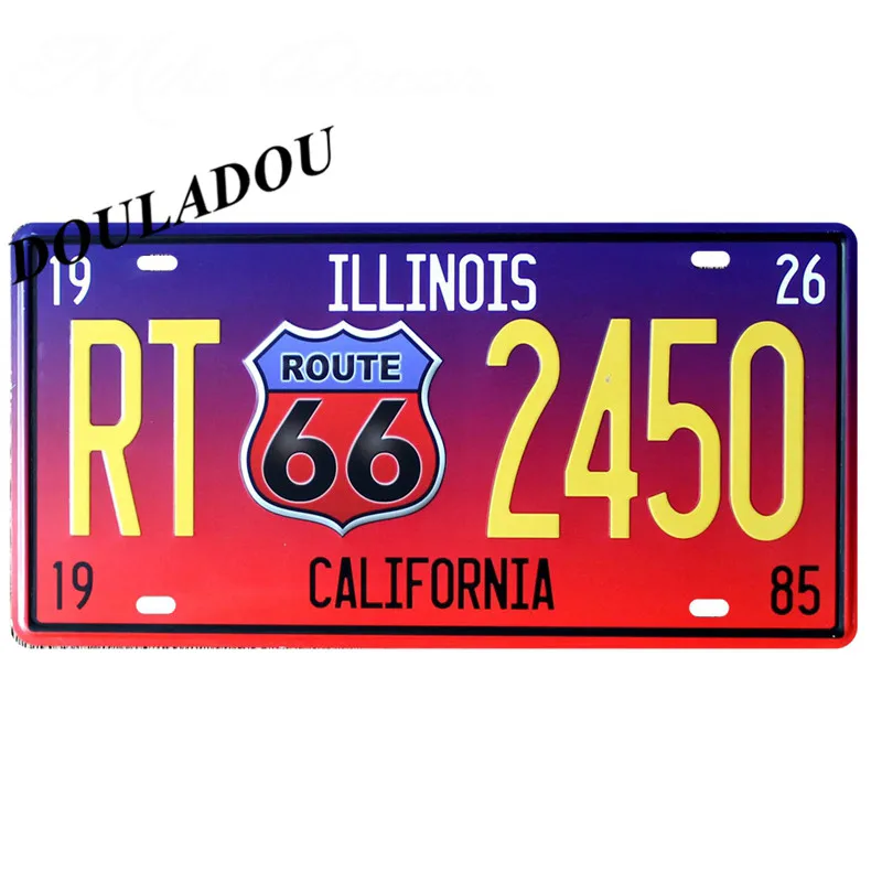 [Douladou] USA Route66 металлическая жестяная вывеска, украшение для офиса, украшение для дома, декоративные старинные настенные картины, декор для бара 30x15 см