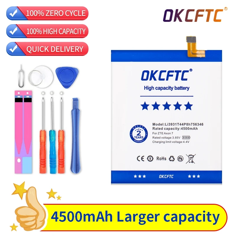 

Original New LI3931T44P8H756346 Battery For ZTE Axon 7 5.5inch A2017 Battery 4500mAh With Tracking Number