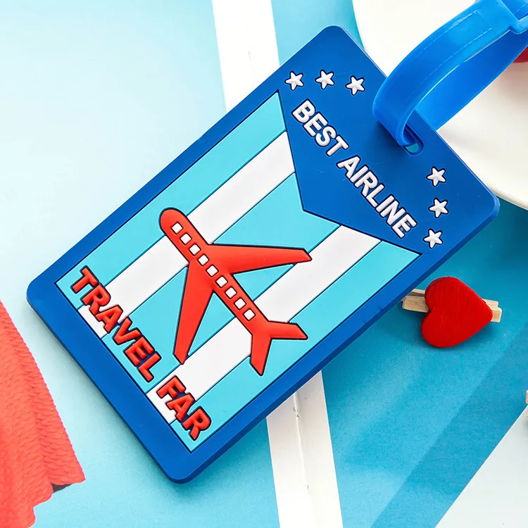 Blue Plane Аксессуары для путешествий, креативные багажные бирки, Мультяшные животные, силикагель, чемодан, ID Addres, держатель, багажные бирки, переносная этикетка - Цвет: Blue Plane
