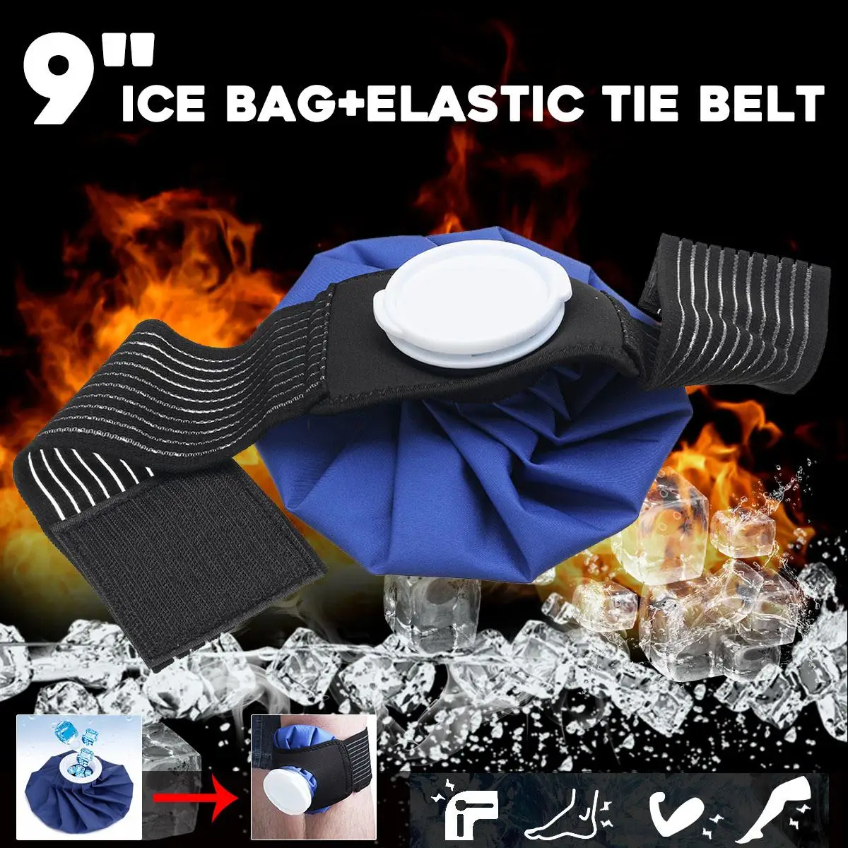 Aequeen 9 ''пакет для льда + протектор эластичный пояс для галстука набор многоразовый наколенник для ног боль облегчение боли мешок для льда