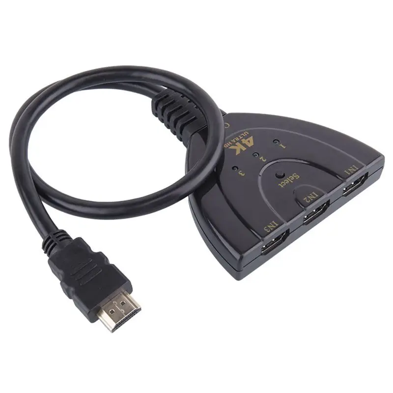 

HDMI Switch/Switcher 3 Port 3x1 v1.4 Pigtail intelligent Auto with one Fixed HDMI Cable support 1080p 4k x 2k