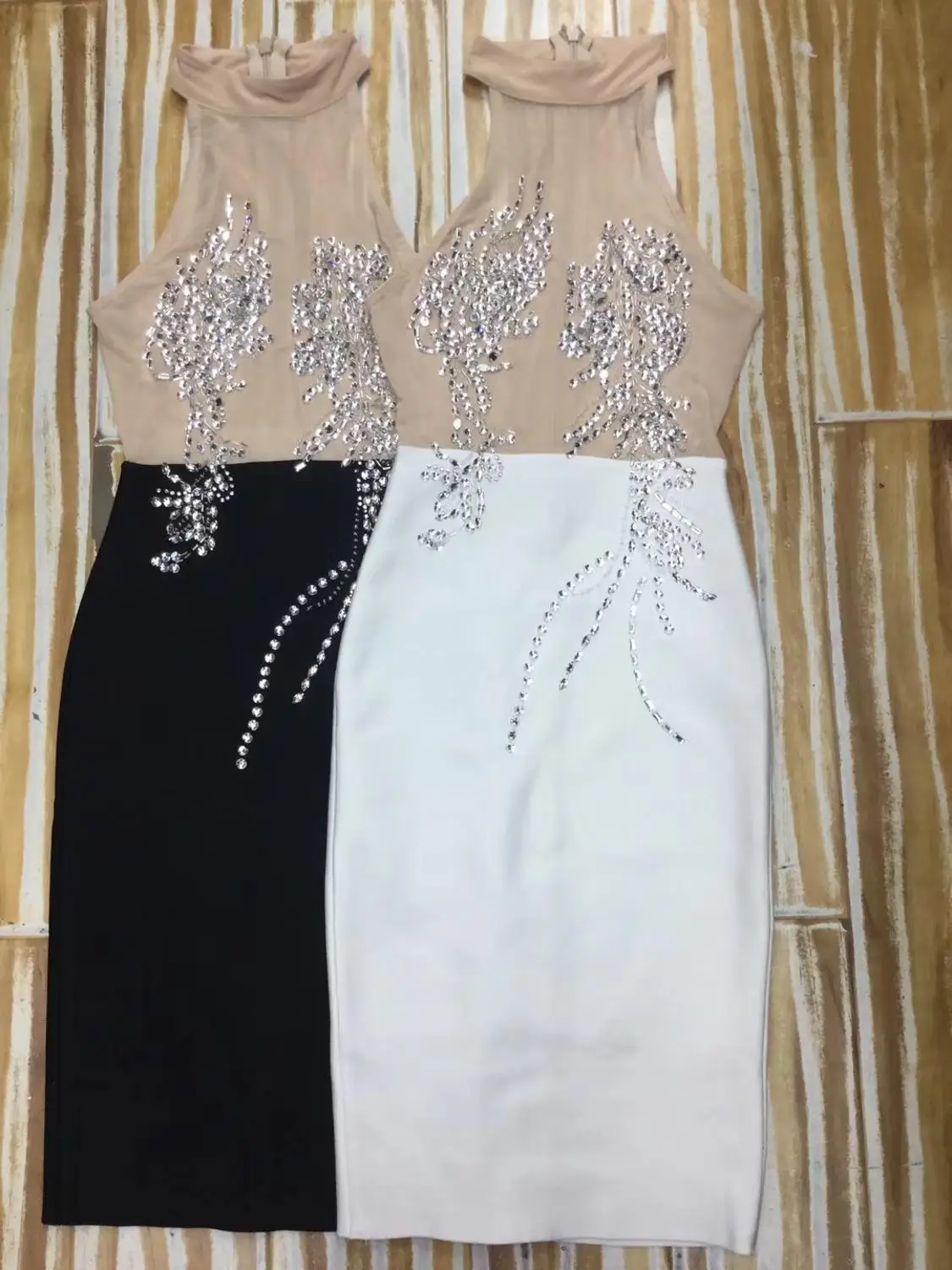 Новое модное женское сексуальное прозрачное Сетчатое черно-белое Бандажное платье, дизайнерские вечерние платья до колен