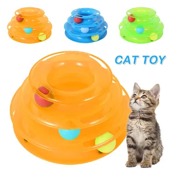 

Three Levels pet cat toy Tower Tracks Disc cat Intelligence Amusement triple pay disc cat toys ball Training Amusement plate
