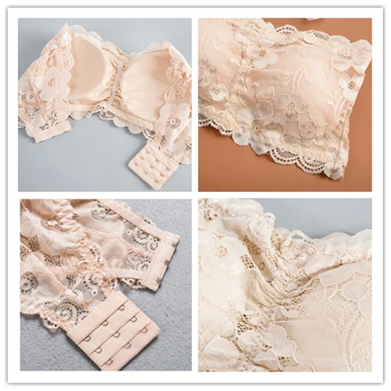 Valentine's day Sexy Summer Women Elastic Strapless Bra Lace Tube Top Bandeau Crop Tank Seamless Padded Underwear women lingerie bra women tank tops women tube tops