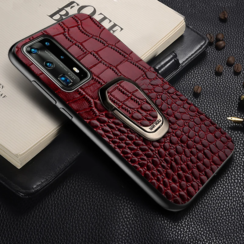 Original Leather Phone case for huawei P40 Pro Lite P30 P20 P10 mate 20 bracket Magnetic shell cover Honor 10 8X | Мобильные