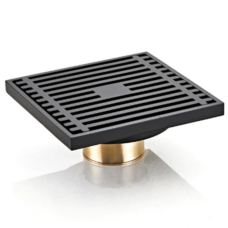 

Black Bathroom Floor Drain Deodorization Brass Waste Grates Anti-Odor Lavatory Toilet Bath Shower Floor Water Drainer 100x100mm
