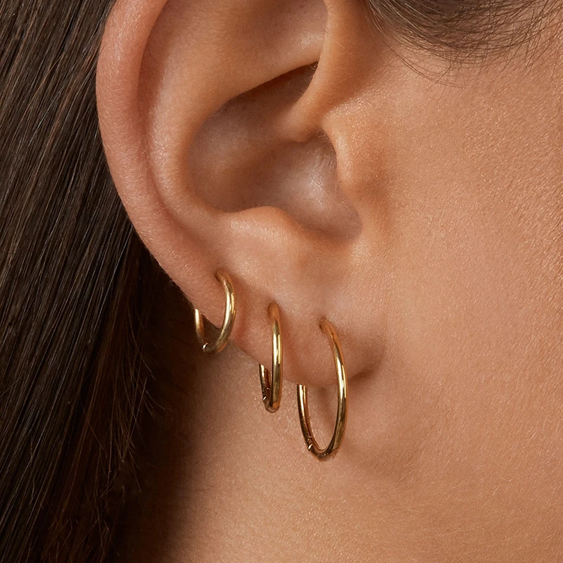 Gold Color Small Hoop Earrings 