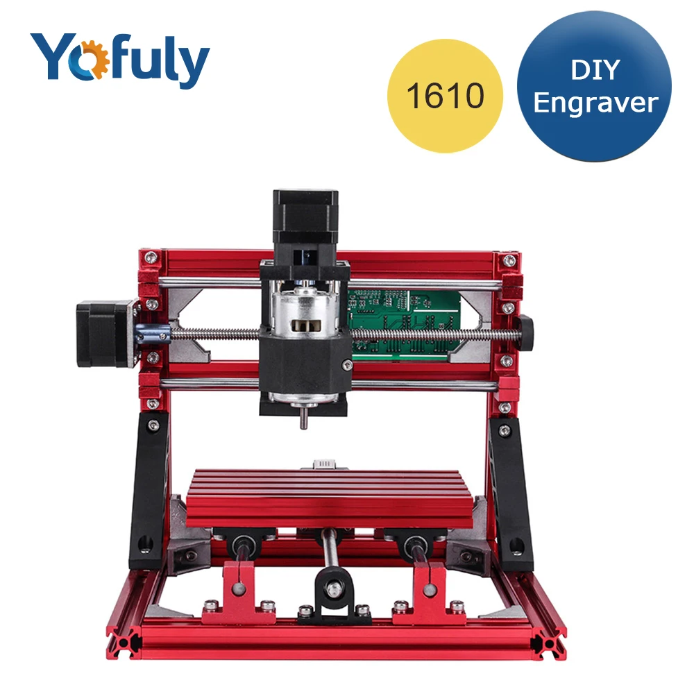 

New 1610 Machine CNC Mini DIY Engraver GRBL Control Red Color Wood PCB Milling Machine CNC Router with Free Cutter