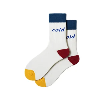 

Letter Sock Men's Standard Patchwork Man Socks Unisex Beige Casual Crew Adult Cotton Lovers Fashion Street Autumn Winter Sokken
