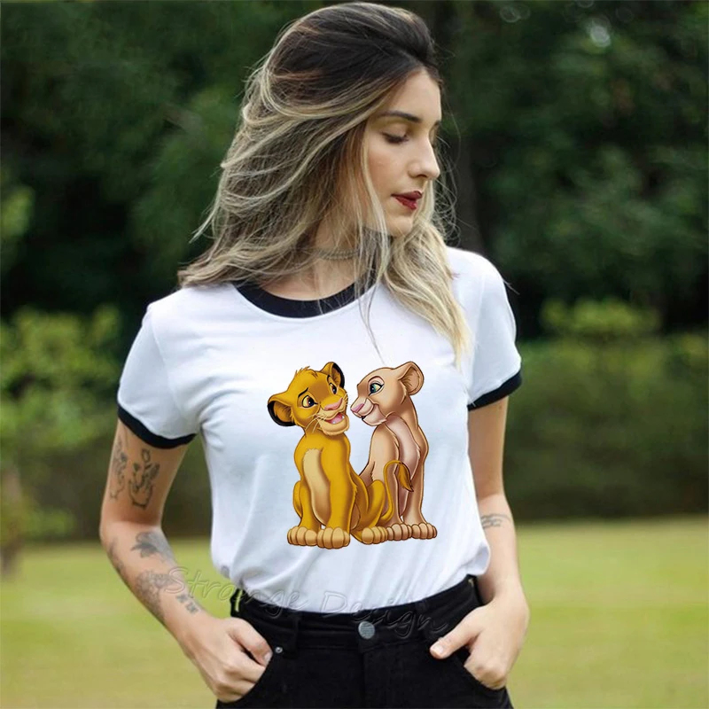 Летняя новая повседневная женская футболка с принтом HAKUNA MATATA Ullzang Lion King Simba