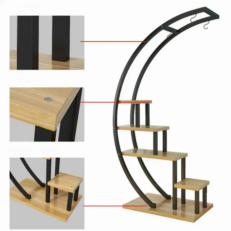 Living Room Home Half Moon Type Flower Stand Multi-Storey Indoor Balcony Decorative Shelf Flower pot Storage Rack