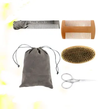 

5Pcs Brushes Set Durable Comfortable Creative Beard Care Set Portable Beard Trim Set for Boy Men
