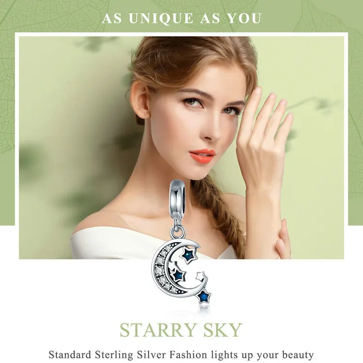 starry sky necklace pendant beads fit Pandora bracelet charm genuine 925 sterling silver women jewelry DIY hot sale