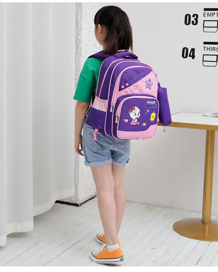 Trolley Bag Women's Young STUDENT'S Children 2-3-6 Grade Boy Six-Wheeled Waterproof Hand Push-Pull Luggage with Wheels 5