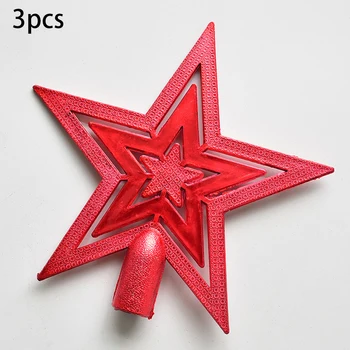 

20cm Tree Top Star Glitter Red Gold Silver Christmas Tree Topper Home Table Decoration Shines In The Light