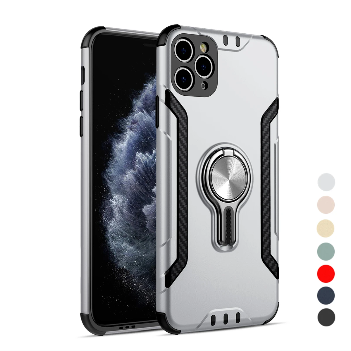 

Shockproof Armor Phone Case for iPhone 11 pro max X 10 XR Xs Max 7 8 plus TPU + PC Finger ring Back Cover for iPhone 12 case