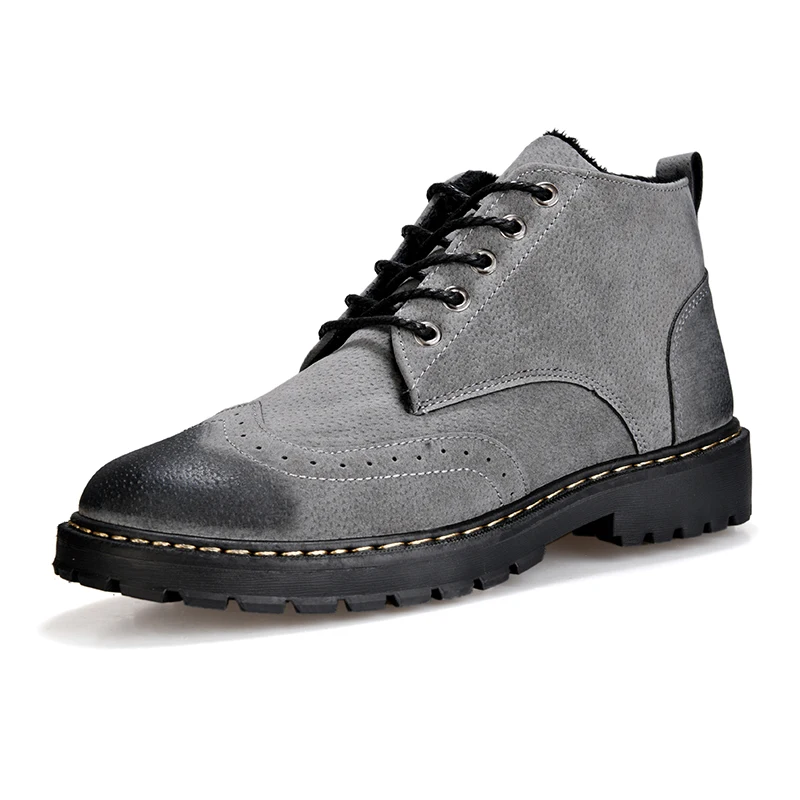 

Mens Boots Winter Plush Ankle Boots Plus Velvet High-top Martin Boots Outdoor Walking Shoes Wear Resistant Casual Shoes %1901