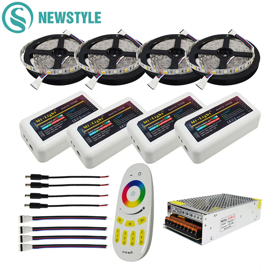 Светодиодная лента 12 в пост. Тока 5050 SMD RGBW RGBWW гибкая + 2 4G контроллер адаптер