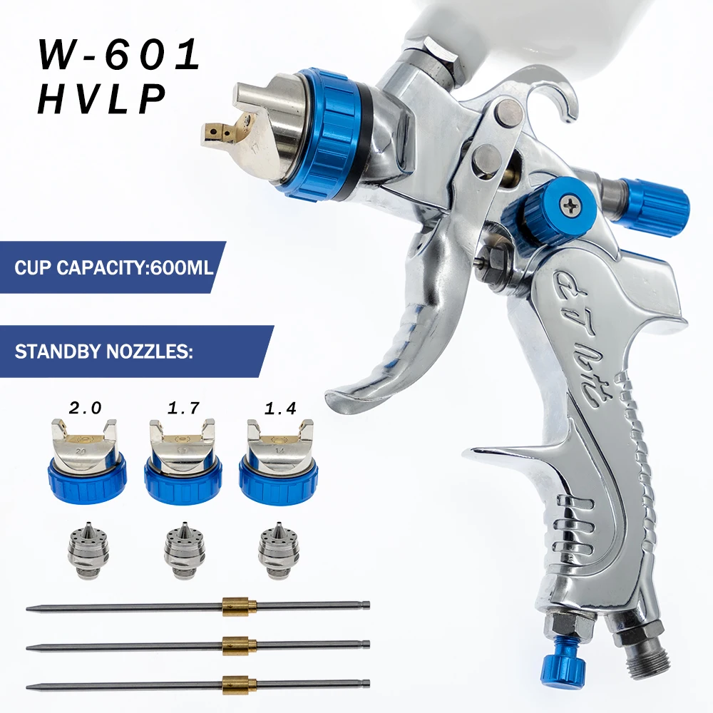 

High Quality Professional HVLP Spay Gun Set 1.4/1.7/2.0mm Stainless Steel Nozzle Gravity Airbrush For Car Painting