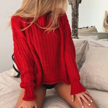 Женский свитер, розовая водолазка, пуловер, женская одежда на осень и зиму, 10 цветов - Цвет: Красный