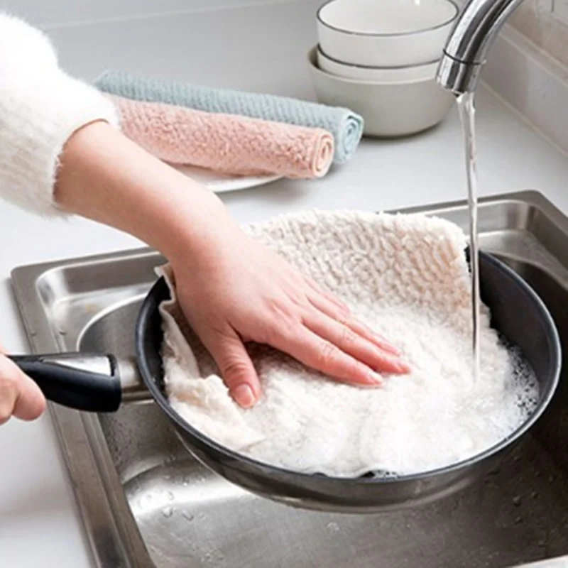 Коралловый флис кухонное чистящее полотенце блюдо сковорода масло пятна удаление ткань плита для очистки раковины аксессуары
