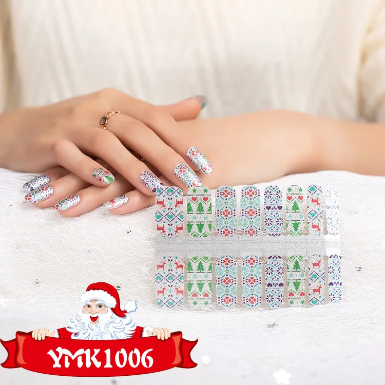 Lamemoria, 16 стикеров/листов, красивые наклейки для ногтей, рождественские Обертывания для ногтей, многоцветные наклейки для маникюра