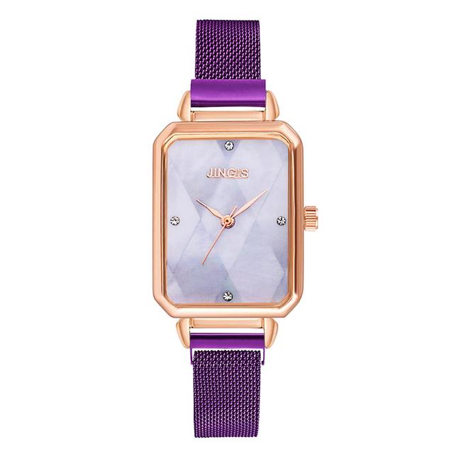 Women Watches Luxury Magnet Buckle Rectangular Dial Rhinestone Watch Ladies Quartz Wrist Watch Bracelet Set Reloj Mujer