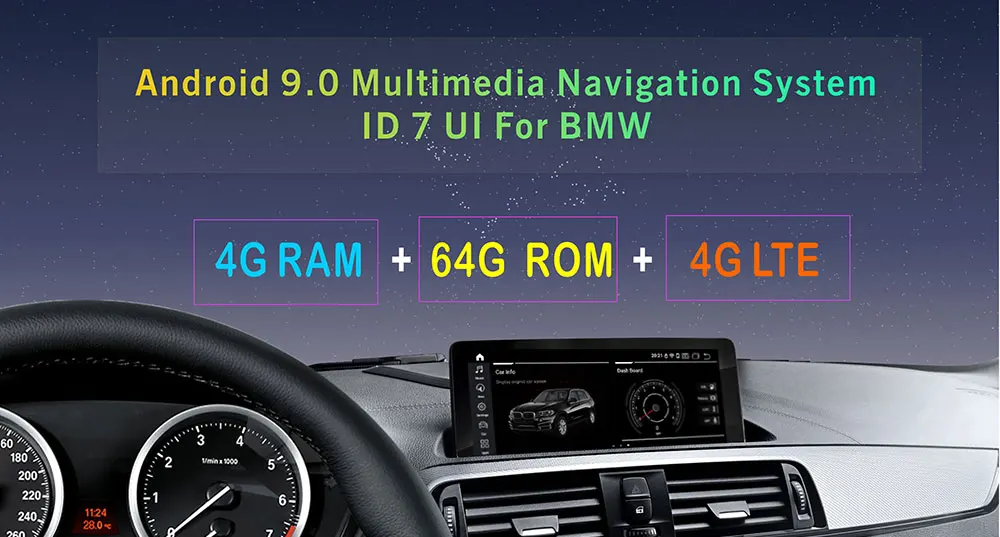 IPS 4G+64G Android 9.0 player 4G LTE for BMW X3 F25 X4 F26 2011- Car navigation multimedia