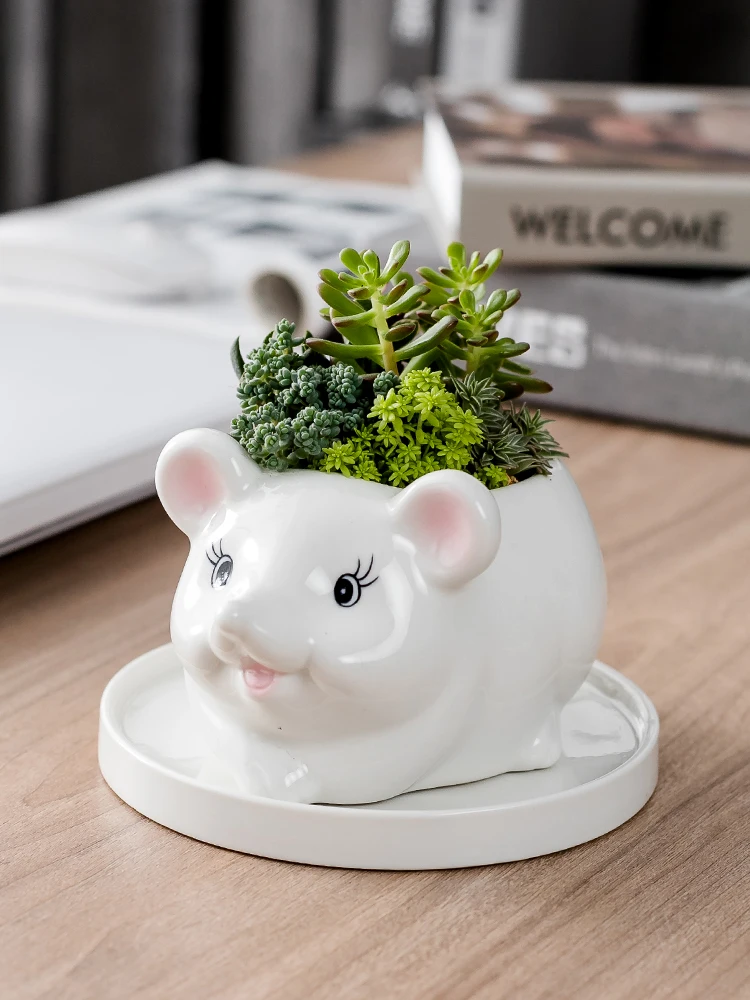 Мультяшный кролик Свинья мышь балкон цветочный горшок для суккулентных растений керамический горшок для карликового дерева садовый цветочный горшок дома украшение для офисного стола