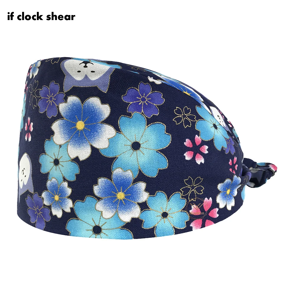 

Cartoon Dog Print Hat Beauty salon adjustable Scrubs Caps Laboratory operator work cap working Clean hat Spa Work Frosted Hats