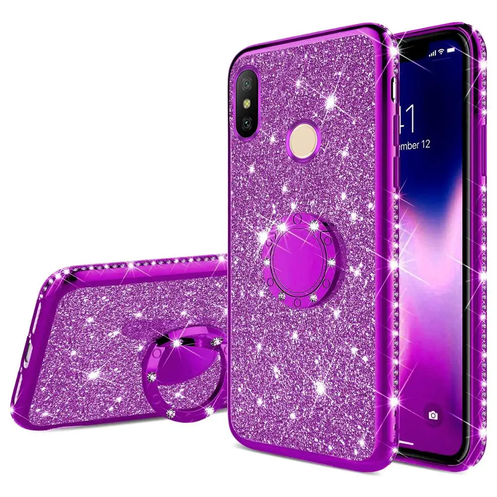 

Finger Ring Diamond Soft Case For XIAOMI REDMI 7 7A 6A Note 5 7 K20 Pro Mi 9 9T 8 SE Lite A2 A3 MiA3 CC9 Glitter Plating Cover