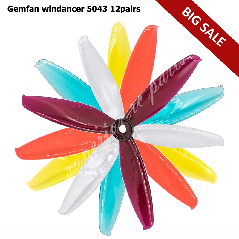 24 шт./12 пар Gemfan Windancer 5043 пропеллеры T5043C 5x4 3 дюйма PC лезвия CW CCW FPV для гонок Дрон