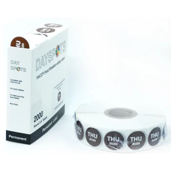 

Dayspots 3/4 inch round label food safety permanent label HYDS-PLR34-THU 2000/roll