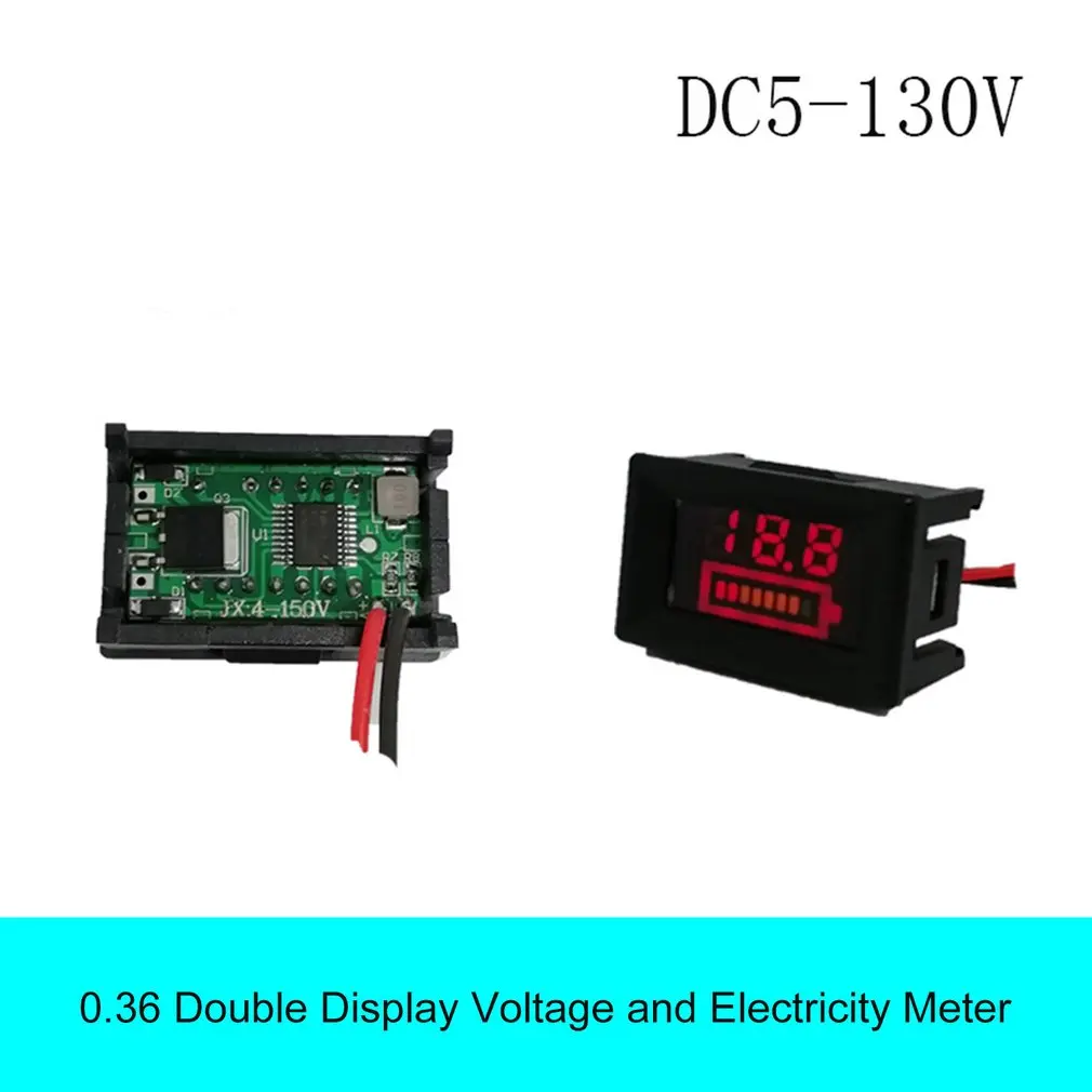 0,36 дюймов 5-130 в индикатор уровня заряда батареи тестер литий-измеритель емкости аккумулятора светодиодный тестер Вольтметр двойной дисплей