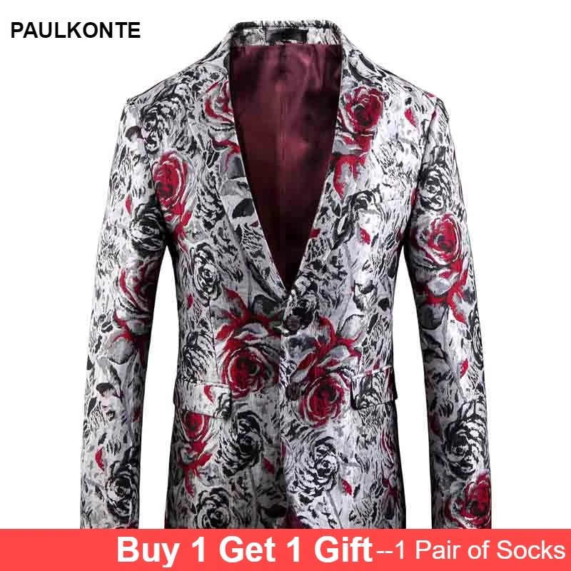 

New Trend Slim British Style Fashion Casual Temperament Men'S Jacquard Suit Coat High-End Wedding Dress Party Blazer