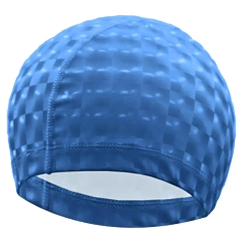 Lake Blue Плавающий ming cap PU водонепроницаемый защитный уши длинные волосы мужчины женщины плавательный бассейн шляпа - Цвет: Lake Blue