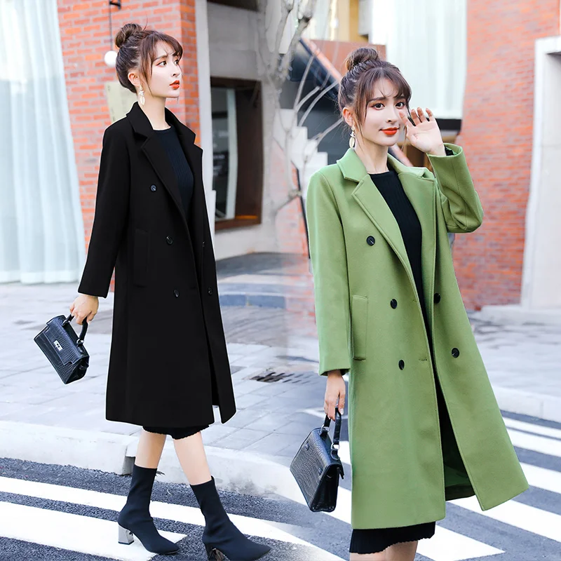 Плюс Размеры однобортное пальто; модные боты теплые Для женщин зимняя куртка шерстяное пальто с воротником-стойкой, Женский