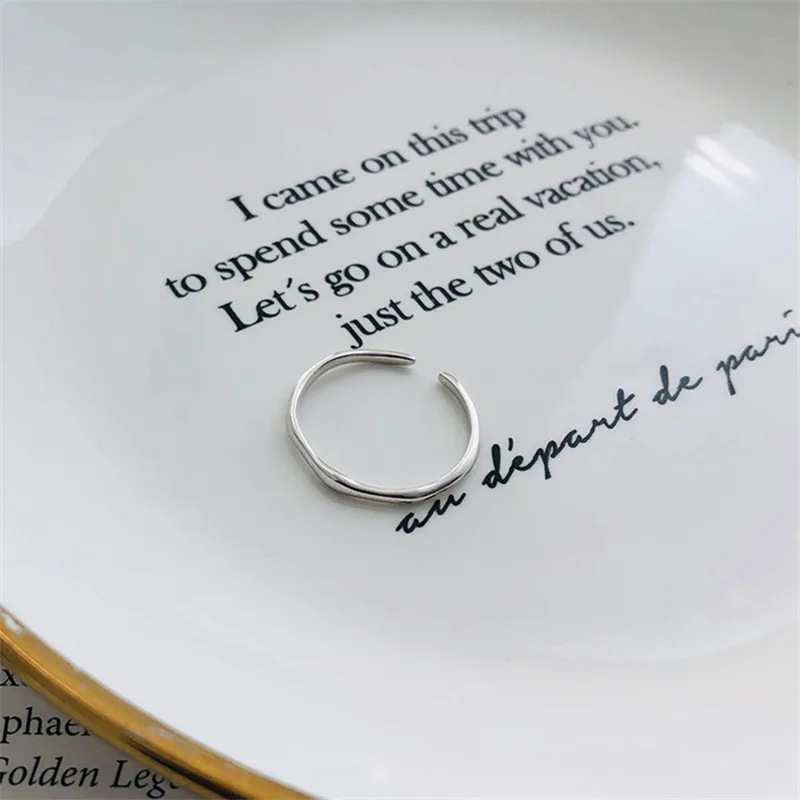 925 Sterling Silver Simple Irregular Opening Adjustable Ring For Women Friendship Gift Girlfriends Student Jewelry Accessories - Image 3
