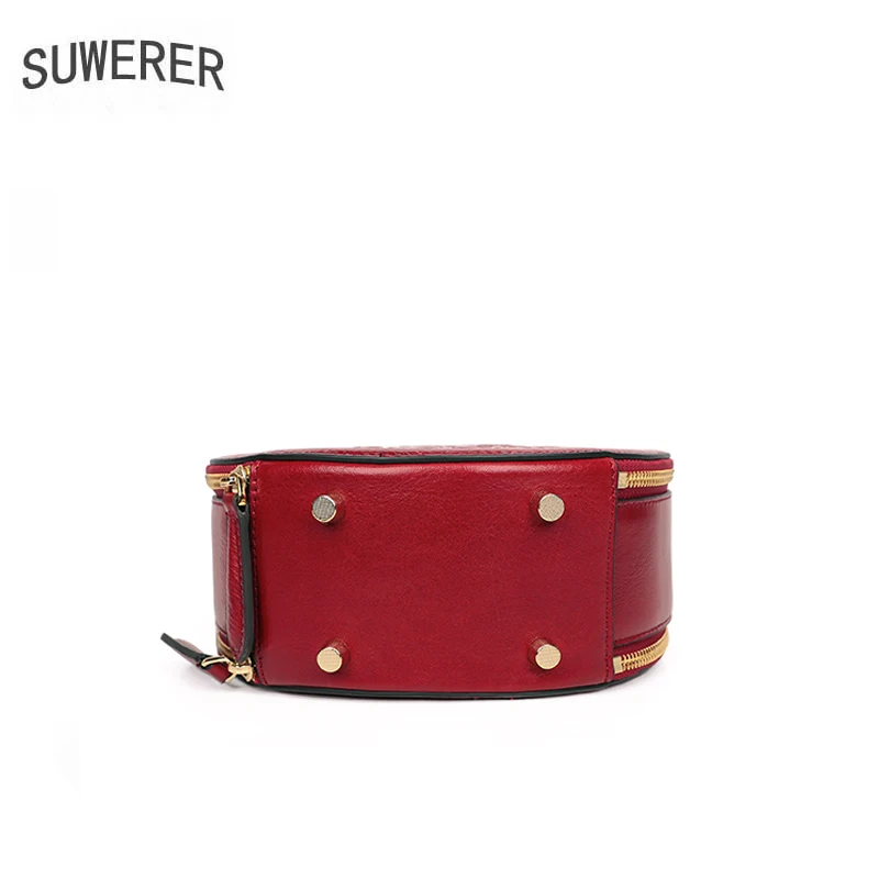 SUWERER Women Genuine Leather bag fashion cowhide Embossed bag luxury handbags women bags designer famous brand women bags