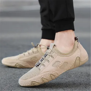 

Summer men's shoes breathable thin net surface drive one pedal lazy youth doug shoes leather driving loafers