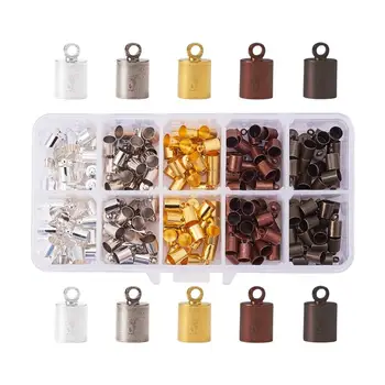 

1 Box 5 Colors Brass Leather Cord Ends 10x6mm Mixed Barrel Cord End Caps