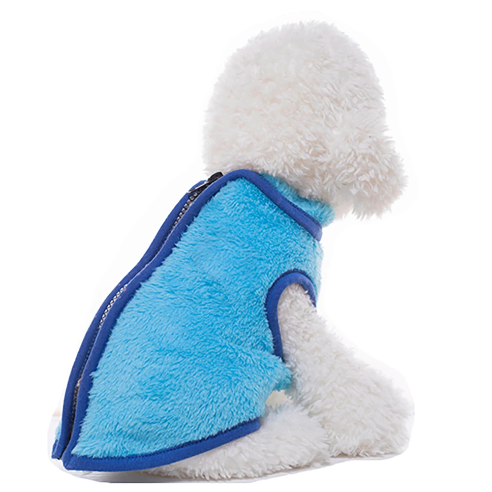 Теплый флисовый жилет для собак, зимняя куртка для собак с высоким воротником, одежда на молнии для маленьких, средних и больших собак - Цвет: Синий