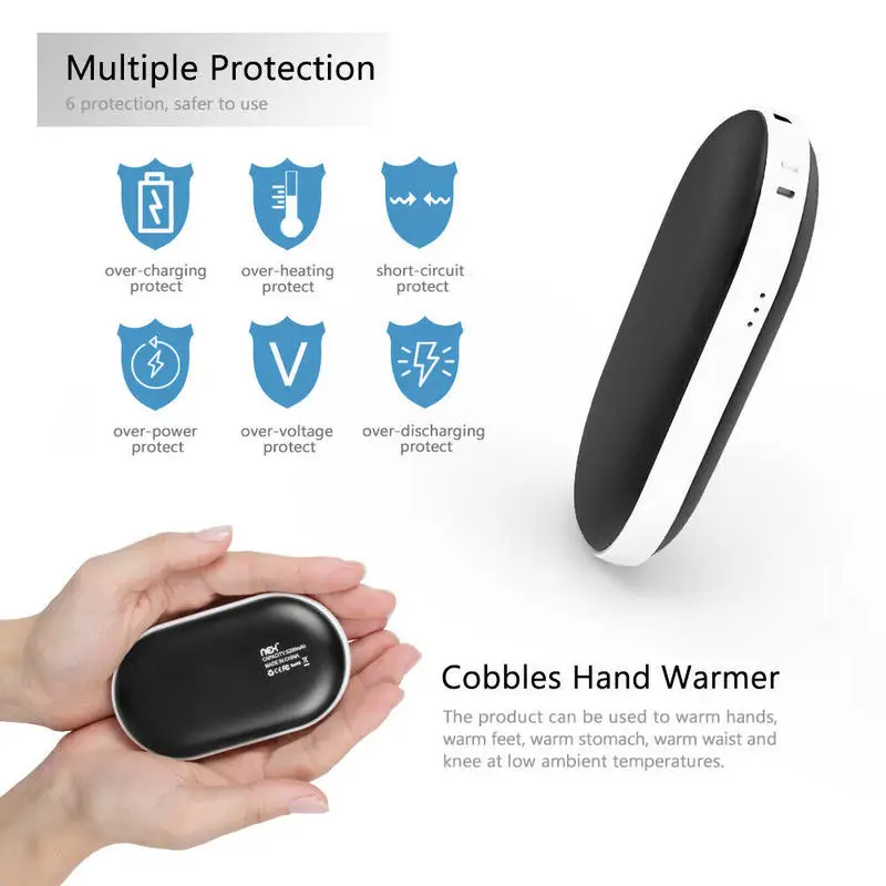 Rechargeable Hand Warmer USB Heater Power Bank Electric Pocket Mini Gift 5200mAh 