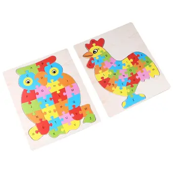 

2 Sets of Puzzles Cartoon 26 Alphabet Puzzles Boards for Children Kids