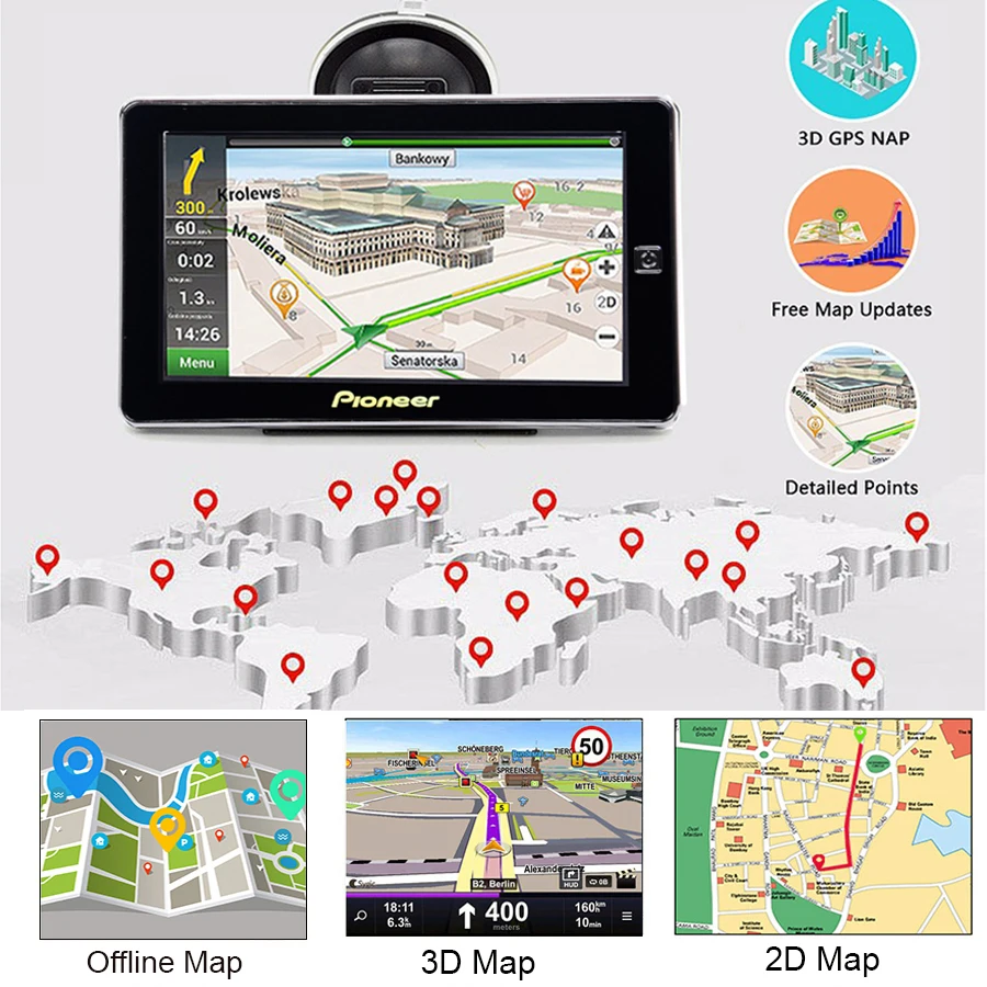 7 дюймовый HD автомобильный грузовик OS CE6.0 800*480 MTK MS2531 GPS навигация 800 мгц/FM/8 гб/DDR 128 м