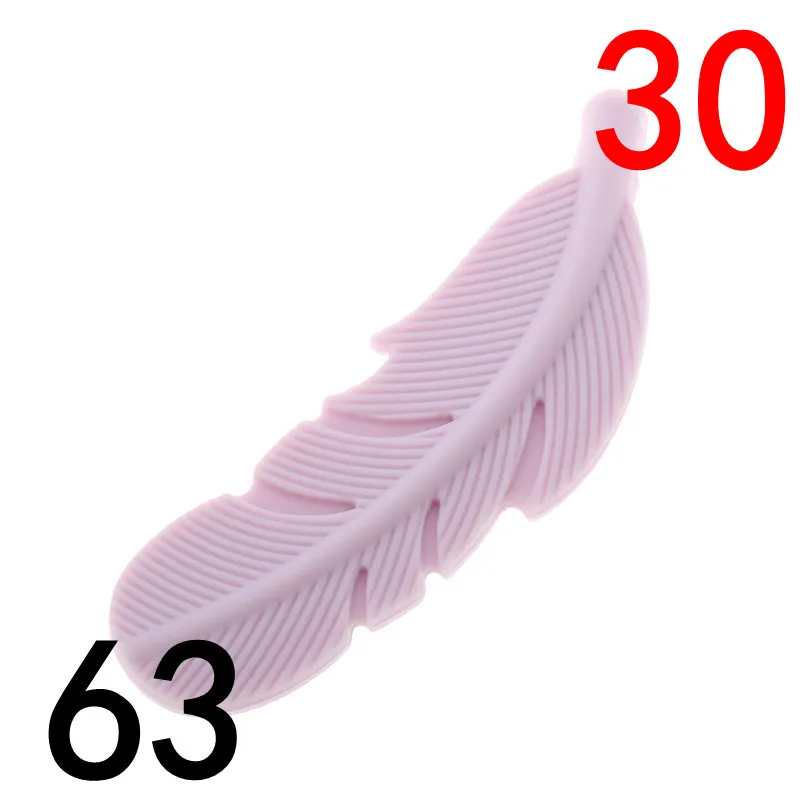 63 ATOB 30PCS Silicone Bite Beads Feather BPA Free Teether DIY Necklace Baby DIY Rodent Silicone Nursing Pendant Chewing Beads - Цвет: 63