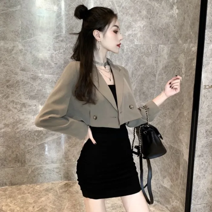 

Autumn Leisure Time Small Suit 2019 Early Loose Coat Camisole Dress Short Suit-dress Two Suit