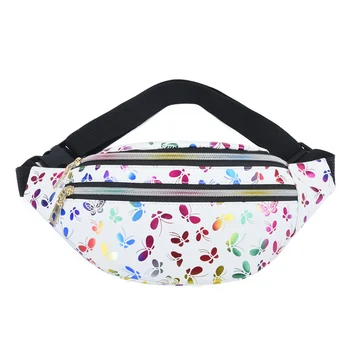 

2020 Women's Fashion Waist Bag Multifunction Butterfly Print Beauty Waist Leather Phone Small Belt Bag Cool Shoulder Bags Girls