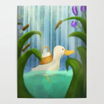 

White Duck Basket Blue Sea Gifts Prints Painting Pictures Wall Artwork Home Decor Modular Canvas Poster Modern For Living Room