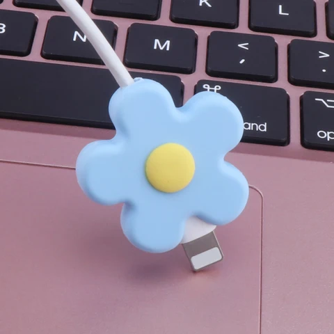 Protector Cable Bite Cute Flowers USB Cable Protectors Organizer Charging Data Line Cord Protective Case For iPhone